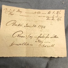 1794 Boston Printed Hay Weigher Ticket Ticket Jonathan Sewell Stephen Childs Rox picture