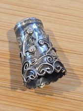 Antique Sterling Silver Victorian Thimble Art Nouveau Scalloped Lace Edge picture