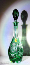 Vintage Imperlux Emerald Green Cut to Clear Lead Crystal Decanter Pitcher 14