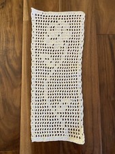 Vintage Handmade Crochet Ecru Rose Filet Doily 100% Cotton  picture