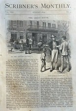 1874 Cotton Growing in the South Georgia Alabama illustrated picture