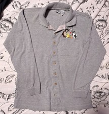 VINTAGE 1990s Warner Bros Looney Tunes Taz Bugs Tweety Embroidered Button Up picture