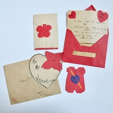1930s Vintage HANDMADE OOAK Valentine Cards Unique Lot #10 picture