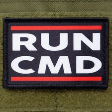 Run CMD Patch Moral Tactical Hacker Nerd Computer Tech USA Flag Hook & Loop 3x2 picture