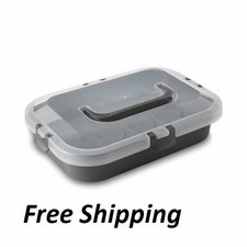 Rectangular Cupcake & Cake Carrier with Lid, Handle, Clasps & Removable picture