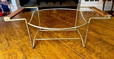 Vintage MCM Casserole Pyrex Holder Stand Rack w/ Dark Brown Wood Handles, 12 in picture