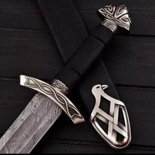 Hand Forged Damascus Steel Viking Sword Real Northman Nordic Sword with Scabbard picture