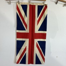 Vintage British Union Jack Flag Great Britain UK Rope Toggle Nautical 52x26 In. picture