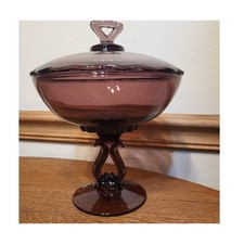 HTF Viking Glass Amethyst Covered Candy Jar #5270 picture