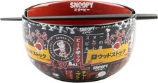 Grupo Erik Snoopy Ramen Bowl 31.7oz Stoneware With Chopsticks picture