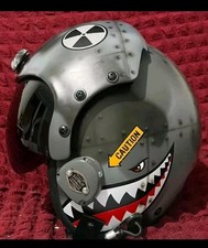 HGU-33 CUSTOM SHARK FIGHTER PILOT HELMET REPLICA+BADGE picture