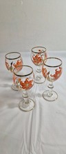 Vintage hand painted Romanian cordial glasses set of 4 22k rim picture