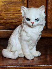 Lefton Fluffy White Persian Cat Kitten Figurine #1513 3-1/2