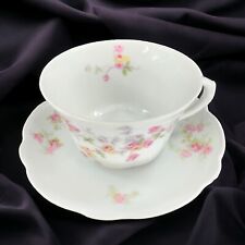 Antique Limoges Bassett Austria Porcelain Tea Cup And Saucer Set Floral Pattern picture