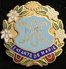 Vintage Catholic Auspice Maria Enfants de Marie (Children Of Mary) Pin Enamel picture