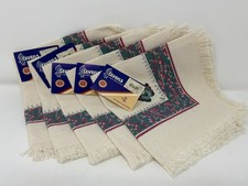 Vintage Stevens Linen Napkins Set 5 NWT Butterfly Floral Fringe USA 16x16 0761 picture