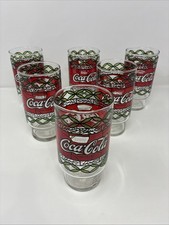 Vintage 1970's Pizza Hut Coca-Cola Tiffany Style Drinking Glasses Set Of 6 picture