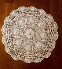 Vintage Set Of 2 Hand Crochet Light Pink Raised Roses Doilies 20” cottage Chic picture