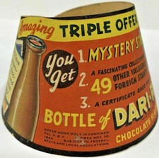  1940's Rare Dari-Rich Chocolate Milk Bottle Collar & Collectible Stamps Offer picture