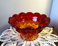 VINTAGE LE SMITH MOON AND STARS AMBERINA SCALLOPED COMPOTE GLOWS CADMIUM 4