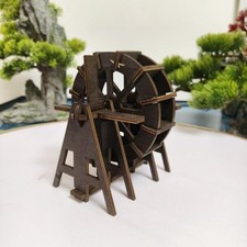 Vintage Style Handmade Wooden Waterwheel Model Desk Decor Housewarming Gift picture