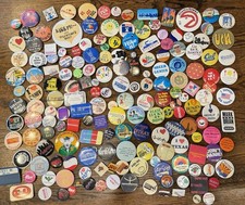 180 Vintage Pins Pinbacks Buttons Humor Advertising Travel 70's-90's picture