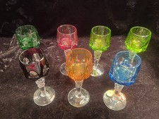 Vintage Nachtmann Bavaria 24% Lead Crystal Colored Wine Glasses Set of 7 picture