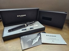 Platinum #3776 Century Fountain Pen Black Diamond Rhodium - 14K Gold - UEF picture