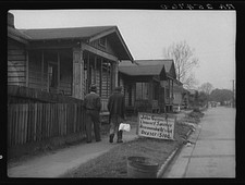 Photo:Mobile Alabama 1930s Street Scene Houses Men Sidewalk Sign picture