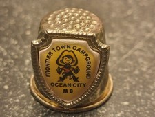 Vtg Frontier Town Campground Ocean City,MD Thimble W/Shield Pic On Front Rare picture