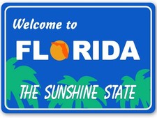 Welcome To Florida Sign, Florida Welcome, Tin Metal Signs Home Décor, State Welc picture