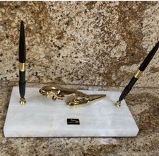 Jaguar White Marble Pen Desk Set Custom Made Amazing Gift - Must See picture