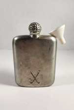 VINTAGE ROYAL SELANGOR PEWTER HIP FLASK GOLF CLUBS  picture