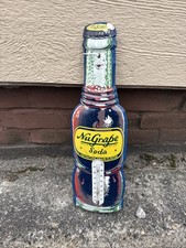 Vintage NuGrape Soda Bottle Tin Sign 17” × 5¼”– Original 1940s–50s Store Display picture