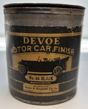 Vintage Devoe Motor Car Finish Paint Tin Can 1920s Petroliana Automobilia NOS picture