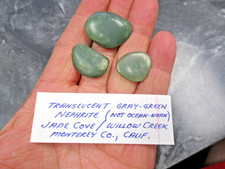 3 Gray Green Nephrite Pebbles Jade Cove Willow Creek Monterey Co. California picture