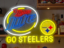 Miller Lite Beer Pittsburgh Steelers LED Neon Sign With Dimmer USB Powered Light picture