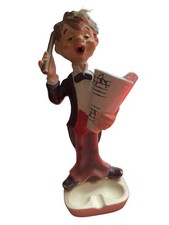 Ceramic Barware “Smoker”Ashtray. Smoke From His Mouth and Sheet Music. 1950s picture