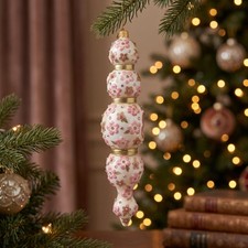 Jay Strongwater Pink Floral Icicle Glass Ornament SDH20161-250 Swarovski New picture