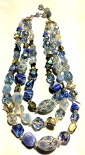 Rarw Vintage Venetian Beads 3-Strand Glass Beads Beaded Necklace picture