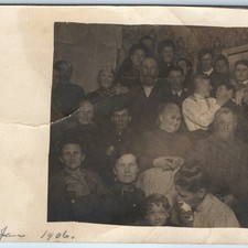 1906 Family Portrait RPPC Postcard Indoor Crowded Multi-Generation Group Photo picture