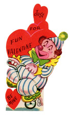 Vintage Valentine Card, CLOWN OF CYCLE
