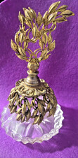 VTG Matson 24K Gold Plated Ormolu Crystal Perfume Bottle Rose Filigree Dauber picture