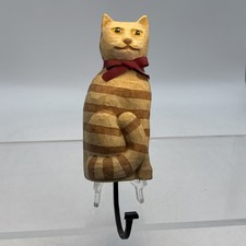 VTG Folk Art Tabby Cat Wall Hook   Sconce Great American Hanger 1983 Halloween picture