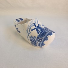 Blue White Delft Style Dutch Clog Shoe Ashtray Windmill Ceramic Dish picture