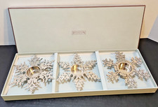 Restoration Hardware Silver Snowflake Tealight Candle Holder Set 3 Christmas Vtg picture