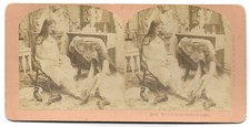 ANTIQUE B.W. Kilburn 1897 We will be all smiles to-night Stereo view Photo 11912 picture