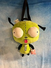 Invader Zim Gir Plush Backpack with Pig, Zipper Pocket, Green/Black picture