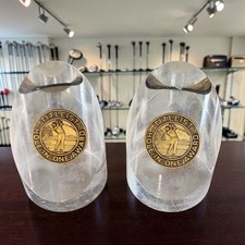 2 Vtg Lucite Metal Paperweight Golfers Titleist HOLE IN ONE Trophy Award picture