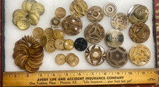 60 Antique pressed carved chunky celluloid buttons 1/2